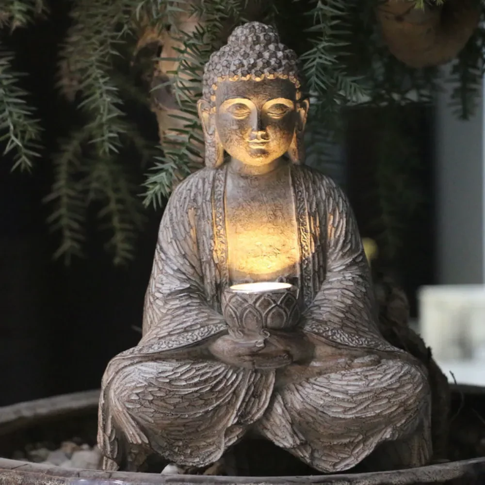 Outdoor Zen Lighting - Lampada da esterno solare con statua
