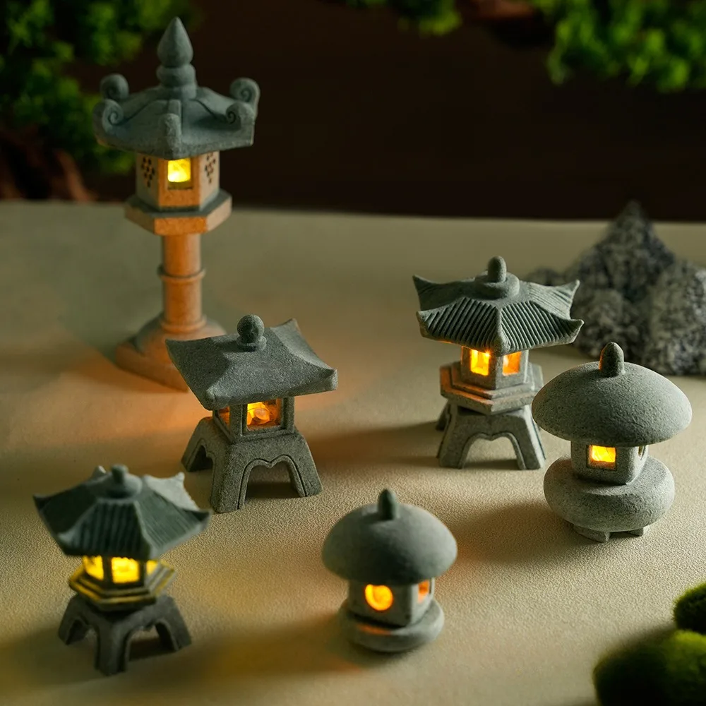 Outdoor Zen Lighting - Mini pagoda lanterna luce statua da
