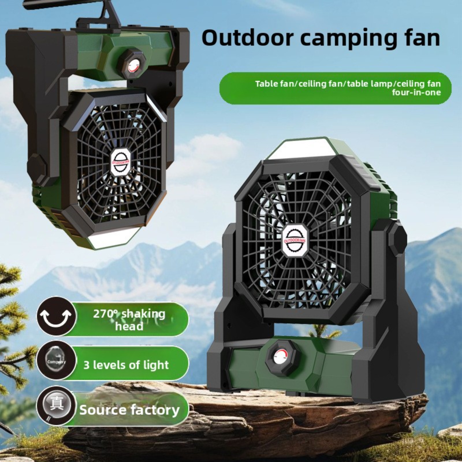 Outdoor Lighting Remote Control - Ventilatore Portatile 4 in 1 per