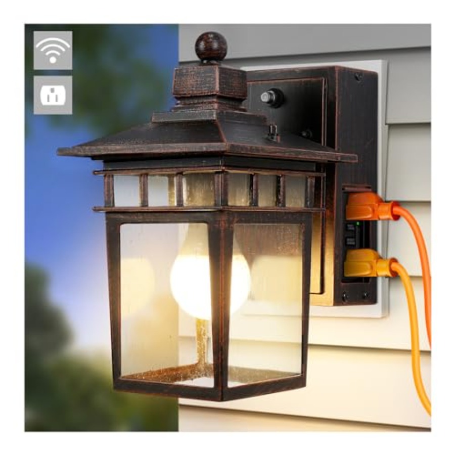 Outdoor Lighting Dusk To Dawn - Lampada da Esterno con Presa GFCI,