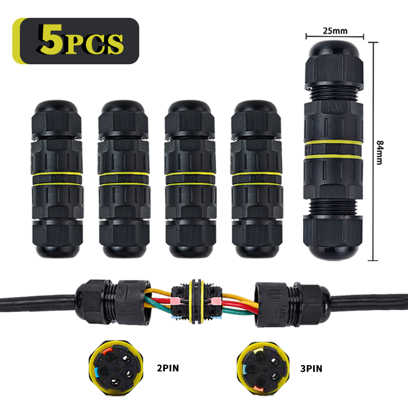 Outdoor Lighting Connectors - 5 Connettori Rapidi Impermeabili IP68 a