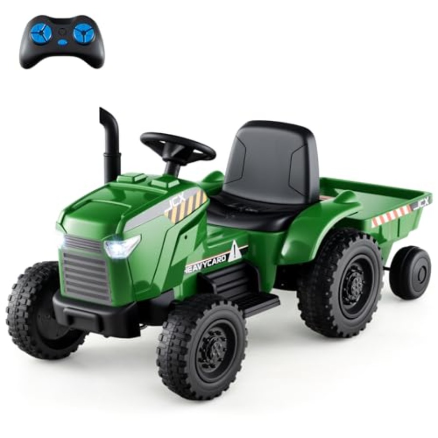 Outdoor Lighting Remote Control - Trattore Cavalcabile con Rimorchio per Giochi