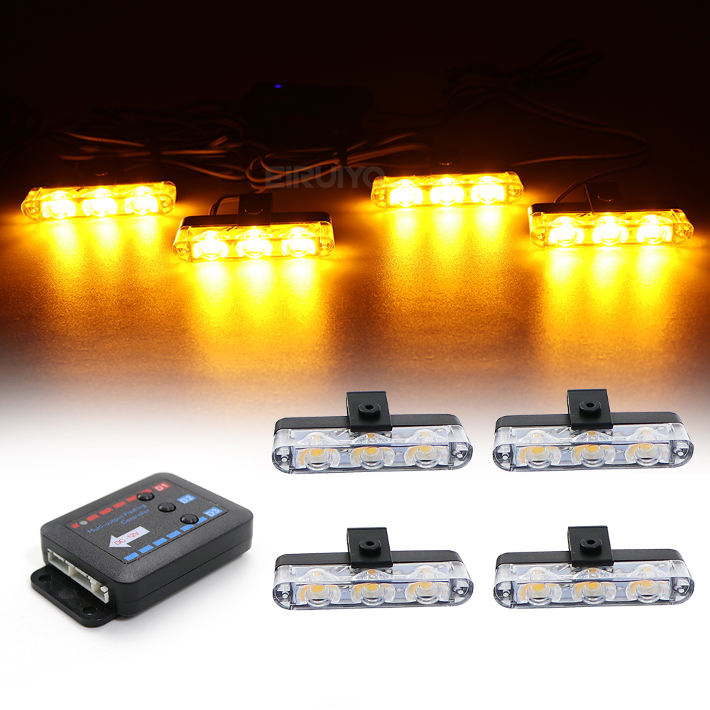 Outdoor Lighting Yellow - 4x 3 LED Luci Stroboscopiche per