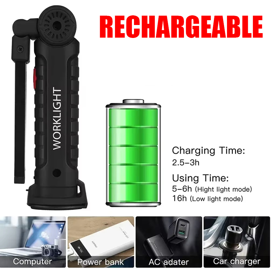 Torcia LED portatile con ganci - Outdoor Lighting Rechargeable recensione e prezzo