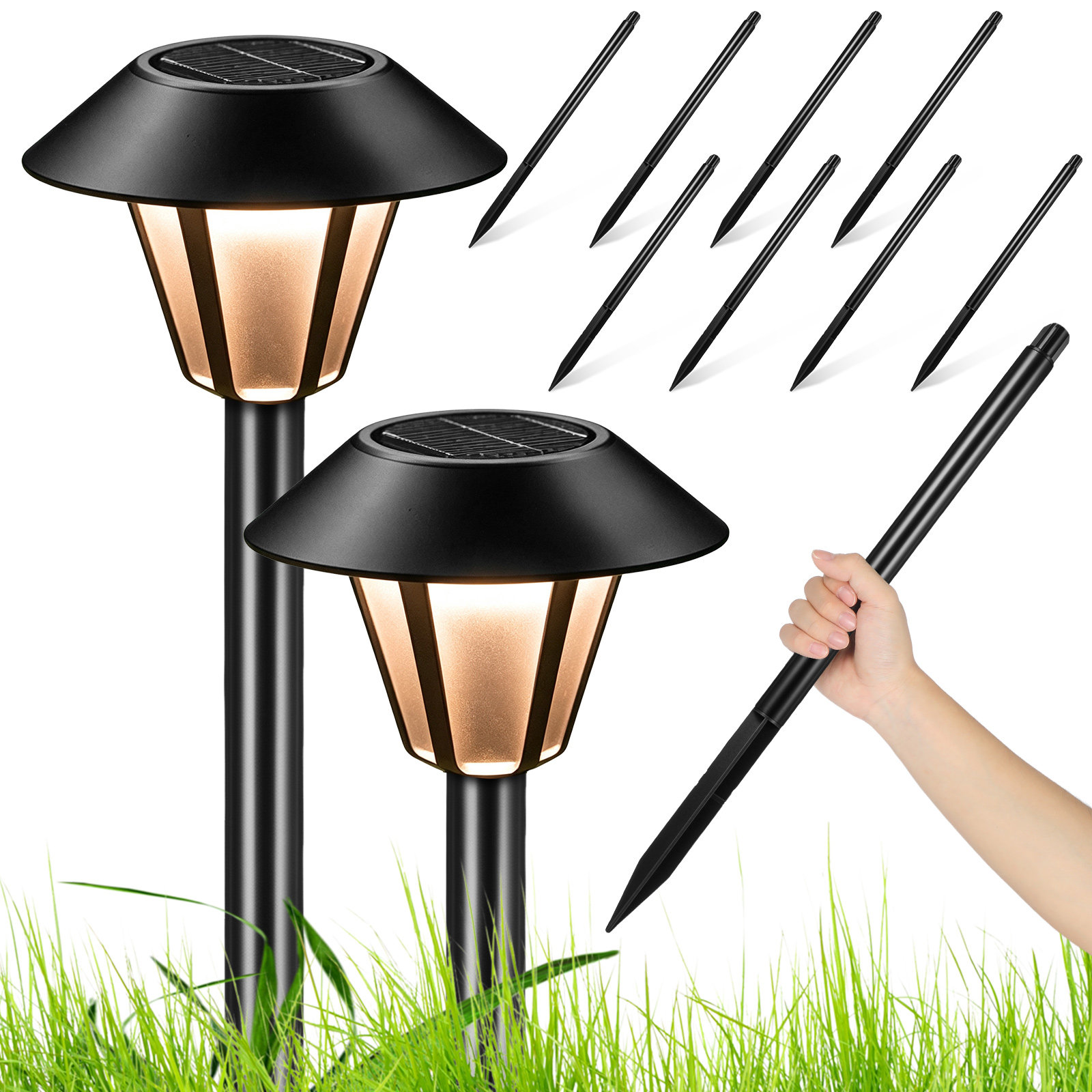 8 Set di Picchetti Solari Neri - Outdoor Lighting Yard Stakes recensione e prezzo