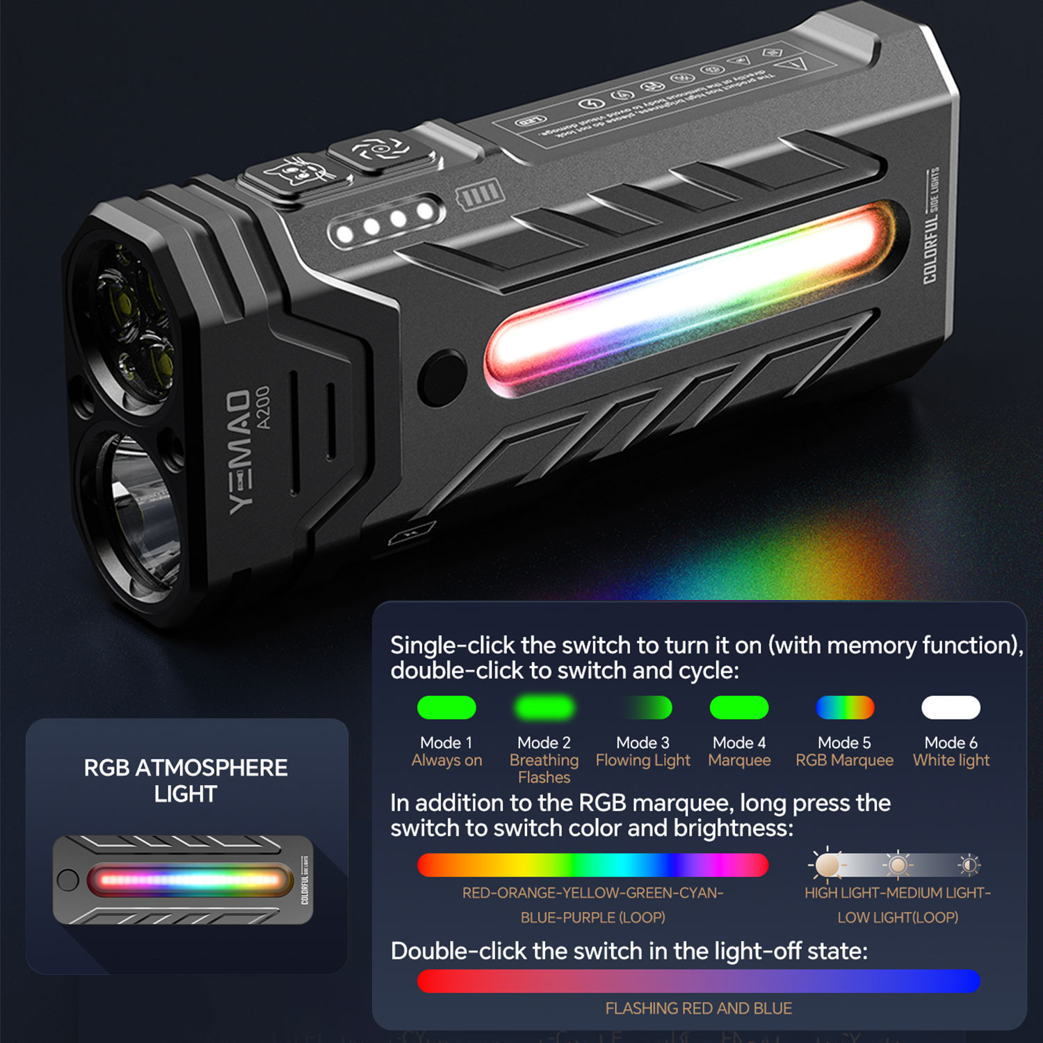 Torcia LED RGB portatile multi - Outdoor Lighting Fixtures recensione e prezzo